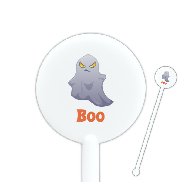 Custom Halloween Night 5.5" Round Plastic Stir Sticks - White - Single Sided (Personalized)