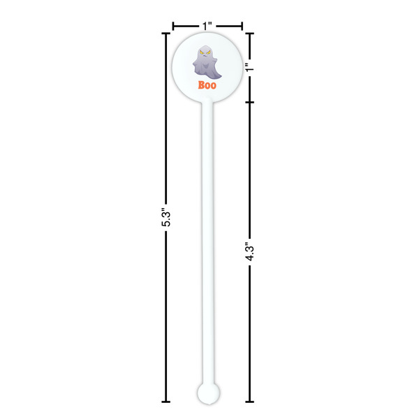 Halloween Night White Plastic 5.5" Stir Stick - Round - Dimensions