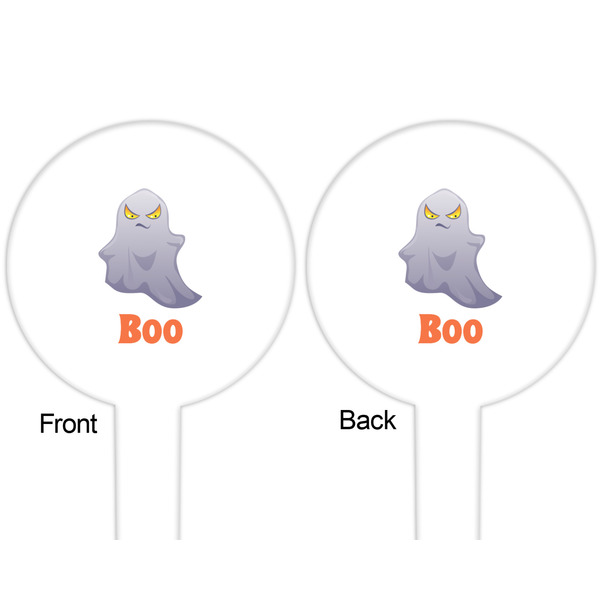 Halloween Night White Plastic 6" Food Pick - Round - Double Sided - Front & Back