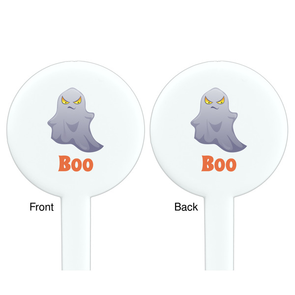 Halloween Night White Plastic 7" Stir Stick - Double Sided - Round - Front & Back