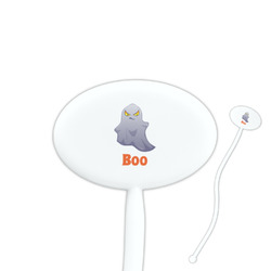 Halloween Night 7" Oval Plastic Stir Sticks - White - Double Sided (Personalized)