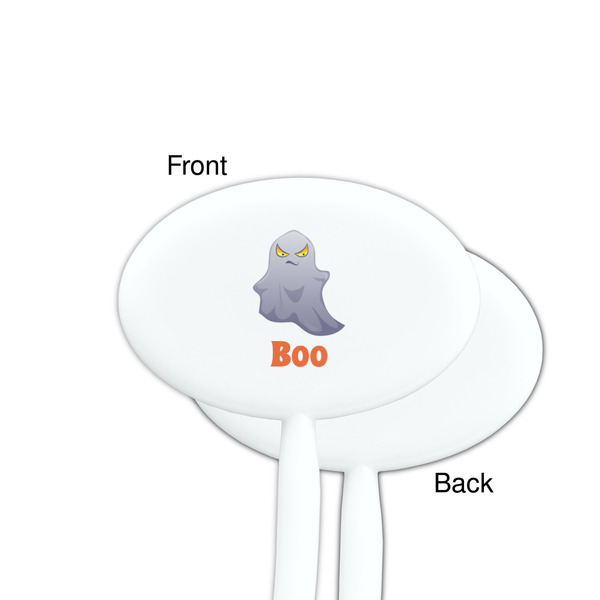 Halloween Night White Plastic 7" Stir Stick - Single Sided - Oval - Front & Back