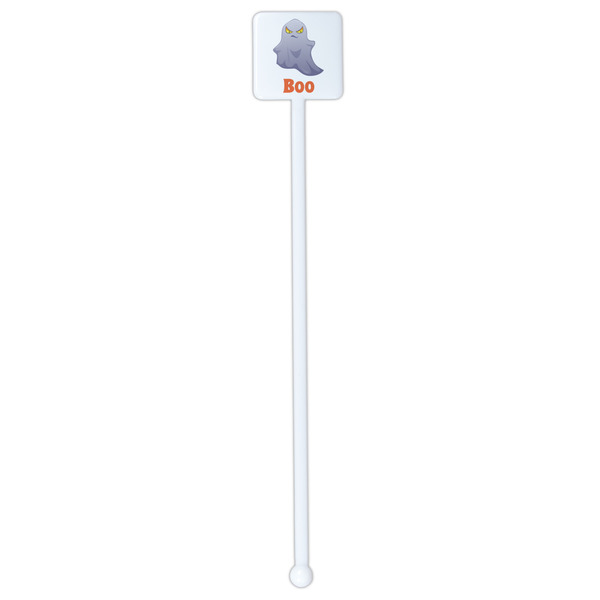 Halloween Night White Plastic Stir Stick - Single Sided - Square - Single Stick