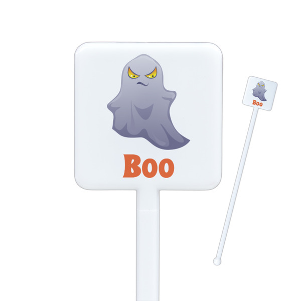 Custom Halloween Night Square Plastic Stir Sticks - Single Sided (Personalized)