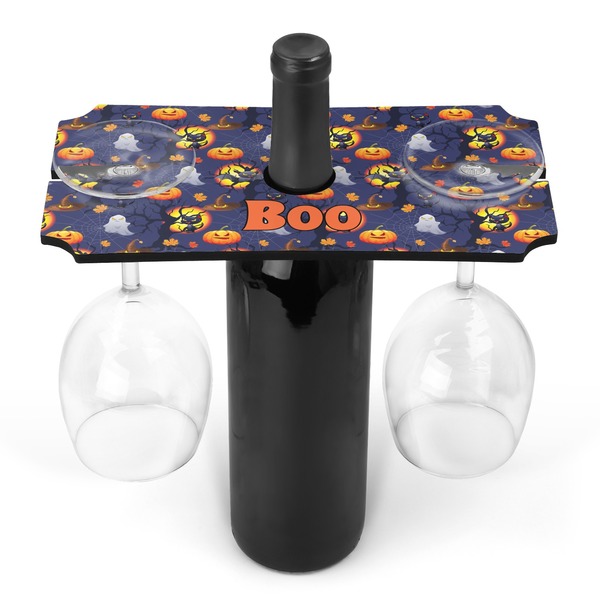 Custom Halloween Night Wine Bottle & Glass Holder (Personalized)