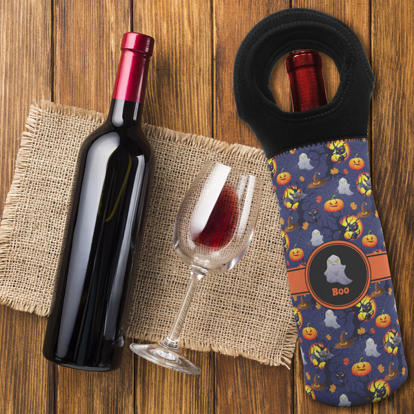 Halloween Night Wine Tote Bag - FLATLAY