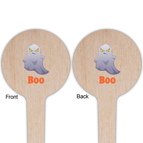 Halloween Night Wooden 4" Food Pick - Round - Double Sided - Front & Back