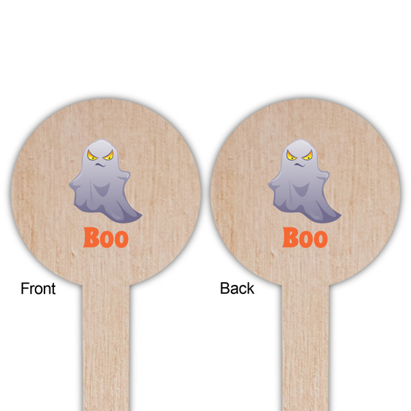 Halloween Night Wooden 6" Food Pick - Round - Double Sided - Front & Back