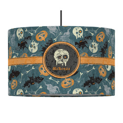 Vintage / Grunge Halloween 12" Drum Pendant Lamp - Fabric (Personalized)