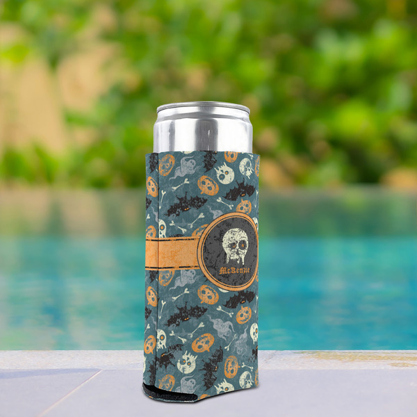 Vintage / Grunge Halloween Can Cooler - Tall 12oz - In Context
