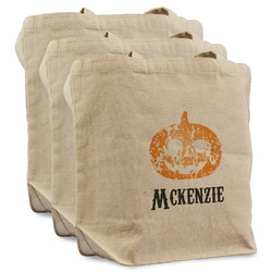 Vintage / Grunge Halloween Reusable Cotton Grocery Bags - Set of 3 (Personalized)