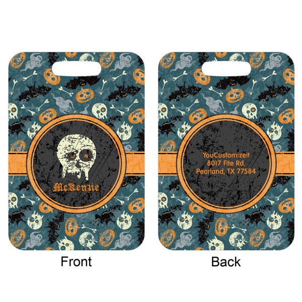 Vintage / Grunge Halloween Aluminum Luggage Tag (Front + Back)