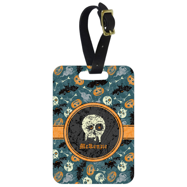 Custom Vintage / Grunge Halloween Metal Luggage Tag w/ Name or Text