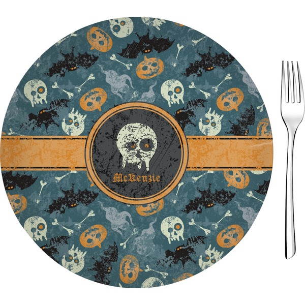 Custom Vintage / Grunge Halloween 8" Glass Appetizer / Dessert Plates - Single or Set (Personalized)