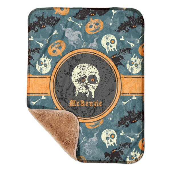 Custom Vintage / Grunge Halloween Sherpa Baby Blanket - 30" x 40" w/ Name or Text