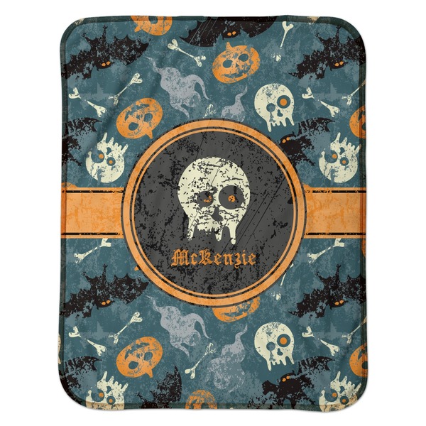 Vintage / Grunge Halloween Baby Sherpa Blanket - Flat