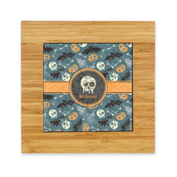 Vintage / Grunge Halloween Bamboo Trivet with Ceramic Tile Insert (Personalized)