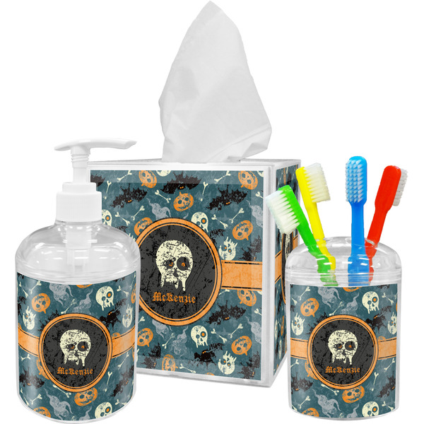 Vintage / Grunge Halloween Bathroom Accessories Set (Personalized)