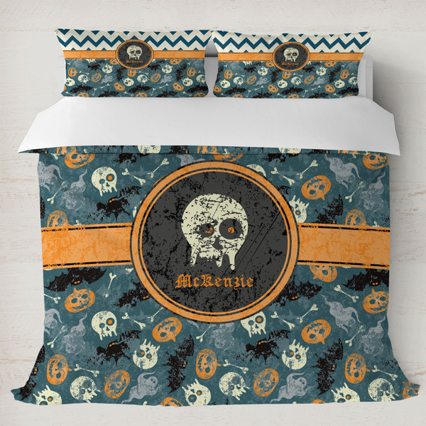 Custom Vintage / Grunge Halloween Duvet Cover Set - King (Personalized)