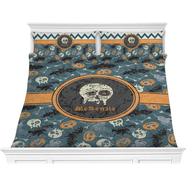 Custom Vintage / Grunge Halloween Comforter Set - King (Personalized)