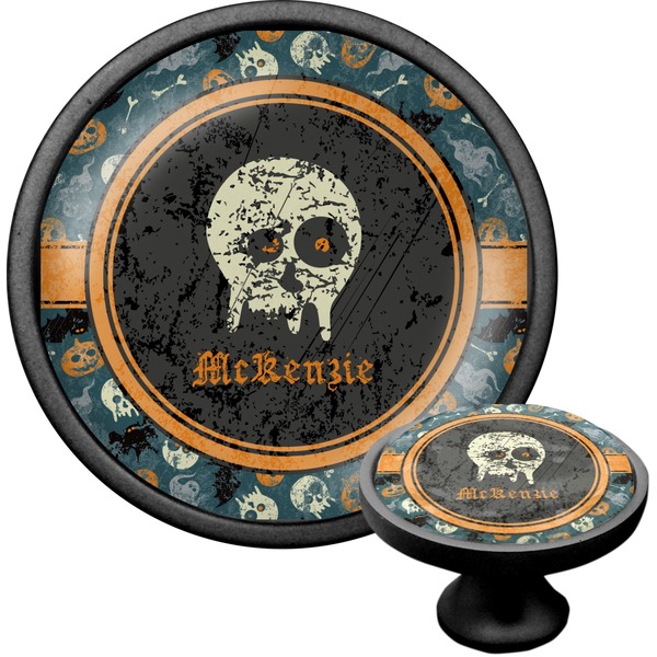 Custom Vintage / Grunge Halloween Cabinet Knob (Black) (Personalized)