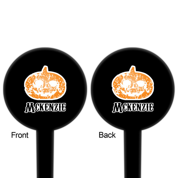 Vintage / Grunge Halloween Black Plastic 4" Food Pick - Round - Double Sided - Front & Back