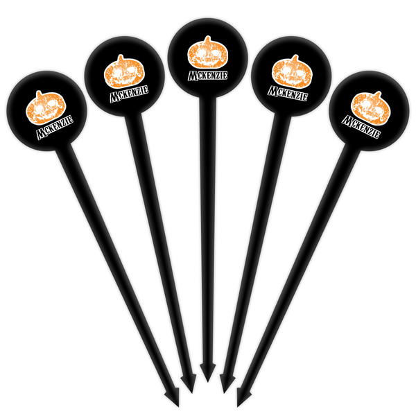 Vintage / Grunge Halloween Black Plastic 4" Food Pick - Round - Fan View