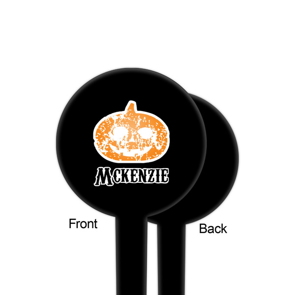 Vintage / Grunge Halloween Black Plastic 4" Food Pick - Round - Single Sided - Front & Back