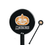 Vintage / Grunge Halloween 5.5" Round Plastic Stir Sticks - Black - Single Sided (Personalized)