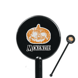Vintage / Grunge Halloween 5.5" Round Plastic Stir Sticks - Black - Single Sided (Personalized)