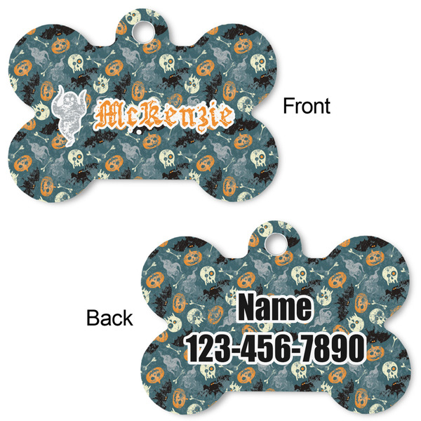Vintage / Grunge Halloween Bone Shaped Dog ID Tag - Large - Approval