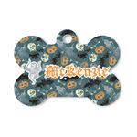 Vintage / Grunge Halloween Bone Shaped Dog ID Tag - Small (Personalized)