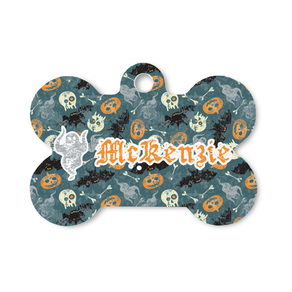 Custom Vintage / Grunge Halloween Bone Shaped Dog ID Tag - Small (Personalized)