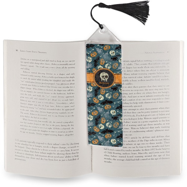 Vintage / Grunge Halloween Bookmark with tassel - In book