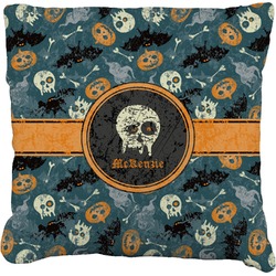 Vintage / Grunge Halloween Faux-Linen Throw Pillow 16" (Personalized)