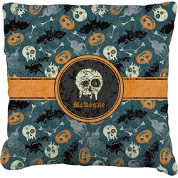 Vintage / Grunge Halloween Faux-Linen Throw Pillow 26" (Personalized)