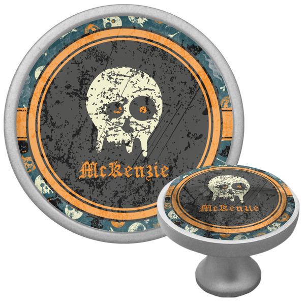 Custom Vintage / Grunge Halloween Cabinet Knob (Silver) (Personalized)