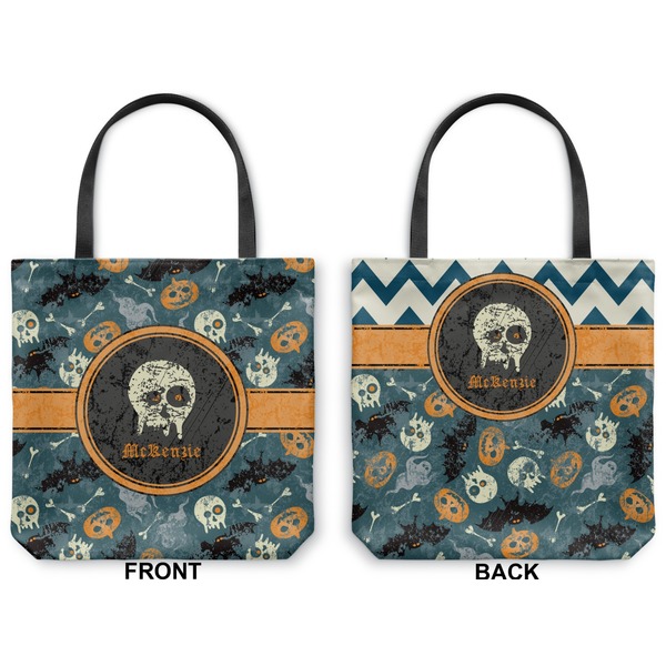 Vintage / Grunge Halloween Canvas Tote - Front and Back