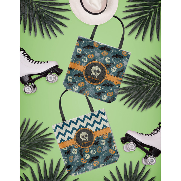 Vintage / Grunge Halloween Canvas Tote Lifestyle Front and Back- 13x13