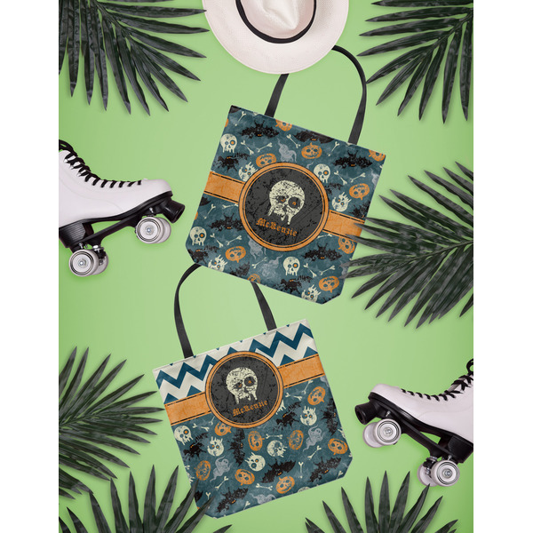 Vintage / Grunge Halloween Canvas Tote Lifestyle Front and Back