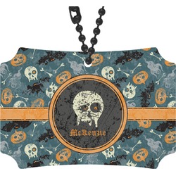 Vintage / Grunge Halloween Rear View Mirror Ornament (Personalized)