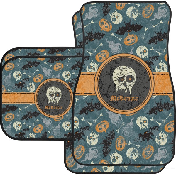 Custom Vintage / Grunge Halloween Car Floor Mats Set - 2 Front & 2 Back (Personalized)