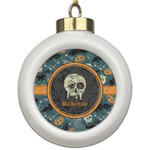 Vintage / Grunge Halloween Ceramic Ball Ornament (Personalized)