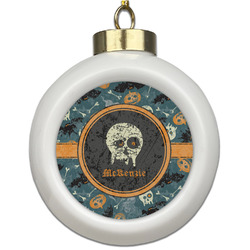Vintage / Grunge Halloween Ceramic Ball Ornament (Personalized)