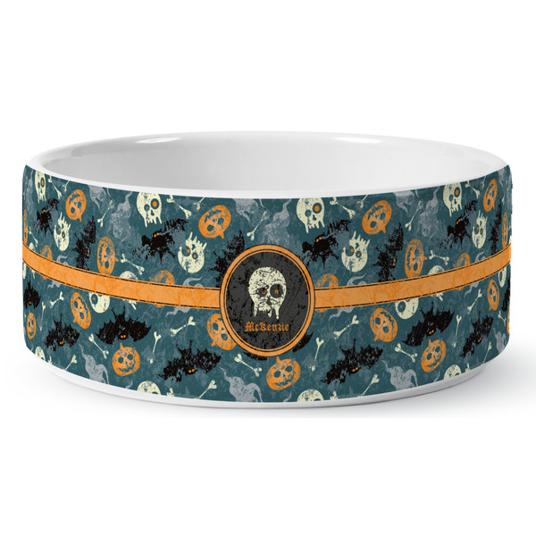 Vintage / Grunge Halloween Ceramic Dog Bowl - Medium - Front