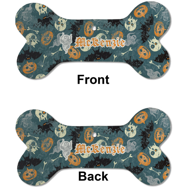 Vintage / Grunge Halloween Ceramic Flat Ornament - Bone Front & Back (APPROVAL)