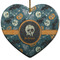 Vintage / Grunge Halloween Ceramic Flat Ornament - Heart (Front)