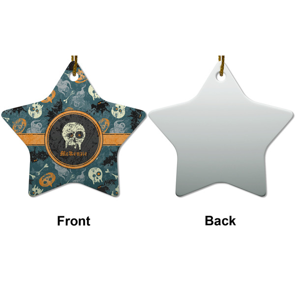 Vintage / Grunge Halloween Ceramic Flat Ornament - Star Front & Back (APPROVAL)