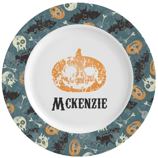 Custom Vintage / Grunge Halloween Ceramic Dinner Plates (Set of 4) (Personalized)