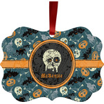 Vintage / Grunge Halloween Metal Frame Ornament - Double Sided w/ Name or Text